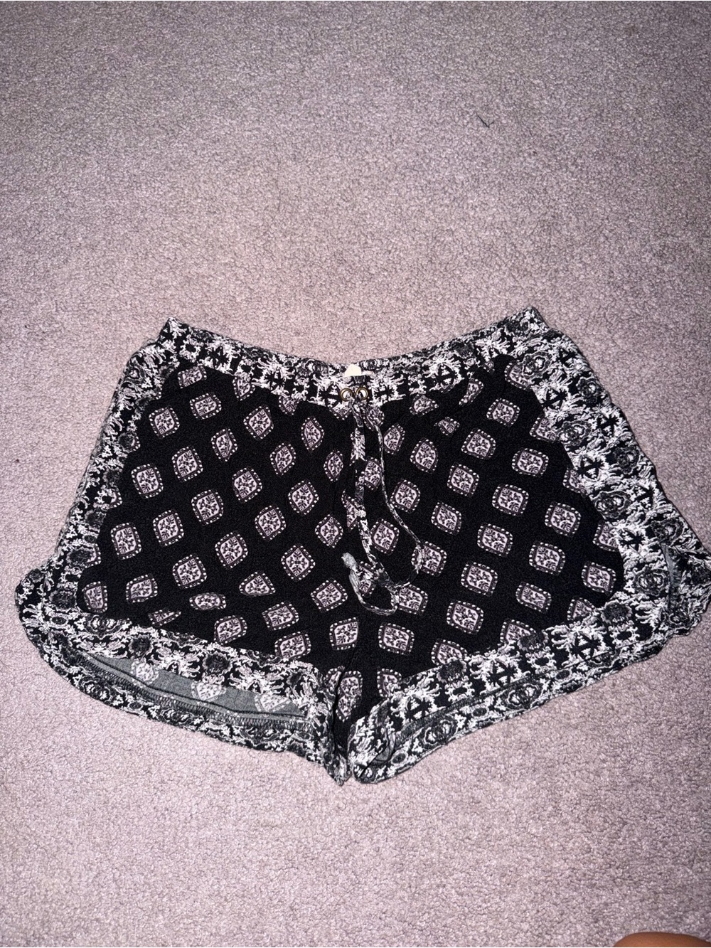 Black and White Medallion Print Shorts